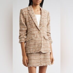 NEW Cinq à Sept Larissa Khloe Tweed Blazer in Nutmeg Size 8